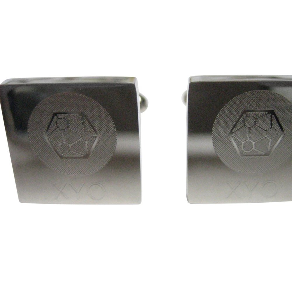 Silver Toned Square Etched XYO Coin Cryptocurrency Blockchain Cufflinks